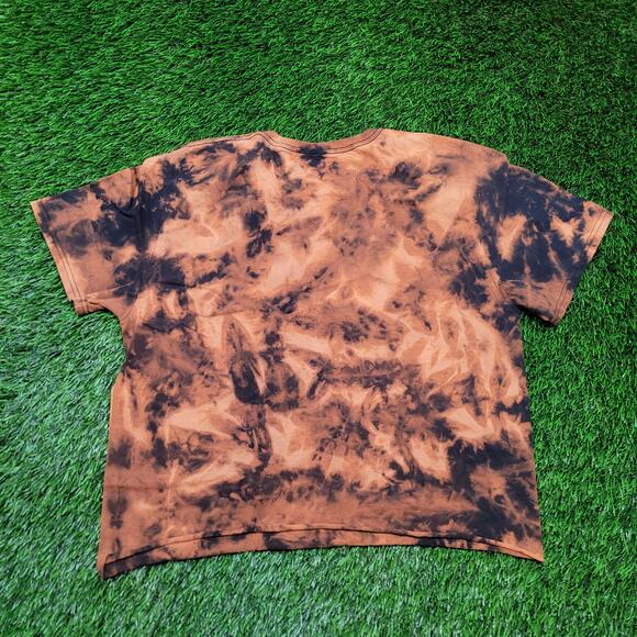 1/1 Custom AC/DC Bleach Dye T-Shirt Womens M/L Cropped Boxy Raw Hem Grunge - Picture 3 of 4